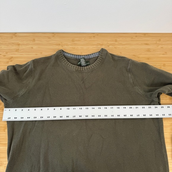 Eddie Bauer Seattle USA Mens L Cotton Crew Neck Sweater Olive‎ Green Classic - Picture 6 of 11